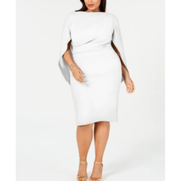 Dresses | Betsy Adam Drape Back Cocktail Dress White 18w | Poshmark
